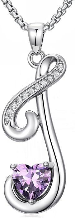 Birthday Gifts for Women Alphabet A to Z Initial Birthstone Pendant Necklaces for Women - 18k White Gold Plated Personalized Name Jewelry Anniversary Graduation Gifts for Wife Her Daughter Girlfriend(with Gift Box)
