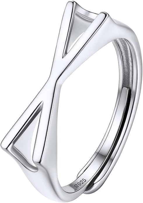 SILVERCUTE 925 Sterling Silver Initial Rings for Women,Adjustable Capital Letter Ring Hypoallergenic,Minimalist 925 Silver Rings for Mother Daughter