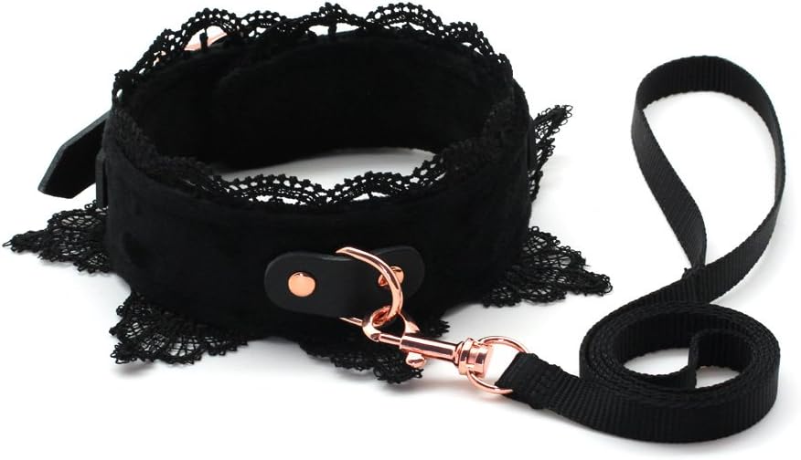 SMspade Leather Choker Collar Black Lace Chokers Set for Men Women Girls
