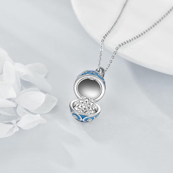 AXELUNA Fox Necklace Sterling Silver Easter Egg Necklace Fox Pendant Animal Jewelry Gifts for Women Girls Birthday Graduation Gift