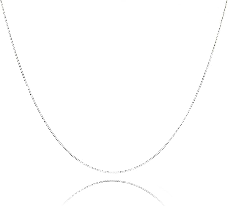 NAG.HC 925 Sterling Silver Chain 0.8MM Delicate Box Chain - Italian Necklace Chain - Tiny&Thin&Strong -Friendly Price & Quality 14"-30"