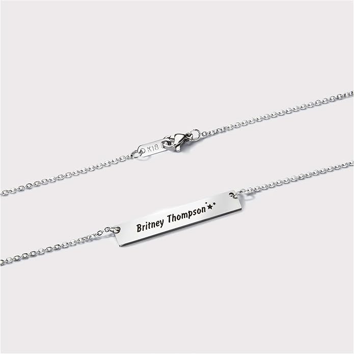 Personalized Necklace for Women, Custom Name Bar Pendant, Graduation Gift or Mothers Day Gift for Her, Gold Name Plate for Mom
