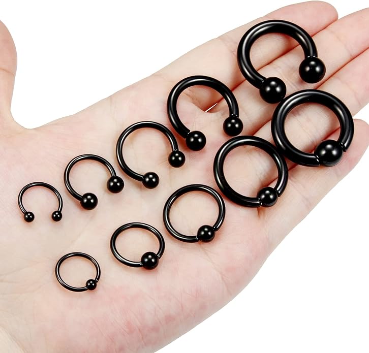 6G 8G 12G 14G 16G PA Ring Horseshoe CBR Circular Barbell 316L Surgical Steel Internally Threaded Pierced Body Jewelry for Women Inner Diameter:10mm 12mm 14mm 16mm