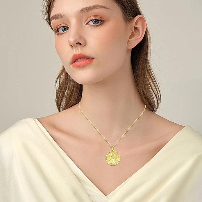 Aniu Tree of Life Necklace for Women, 925 Sterling Silver Mother of Pearl Family Palm Tree Charm Pendant Jewelry for Birthday Christmas Gift