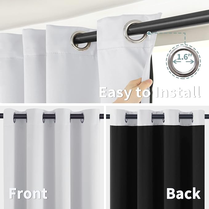 BGment Greyish White 100% Blackout Curtains for Living Room 72 Inch Length 2 Panels, Thermal Insulated Full Light Blocking Energy Save Window Drapes for Nursery Bedroom Darkening, 46 Inch Wide Each