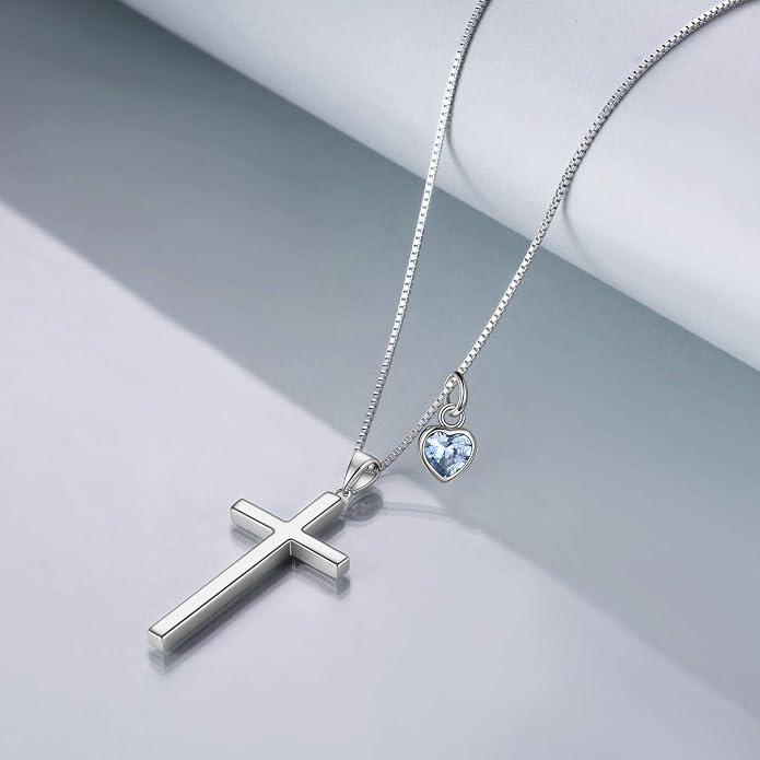 POPLYKE Cross Necklace 925 Sterling Silver Philippians 4:13 I Can Do All The Things Inspirational Necklace Gifts for Women Men 20+2''