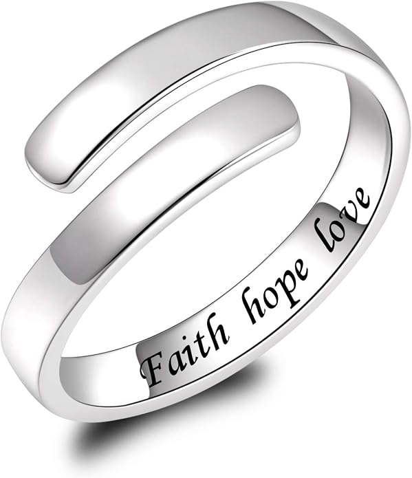 BEILIN 925 Sterling Silver Inspirational Jewelry Rings Adjustable Ring Personality Encouragement Gift for Teens Women