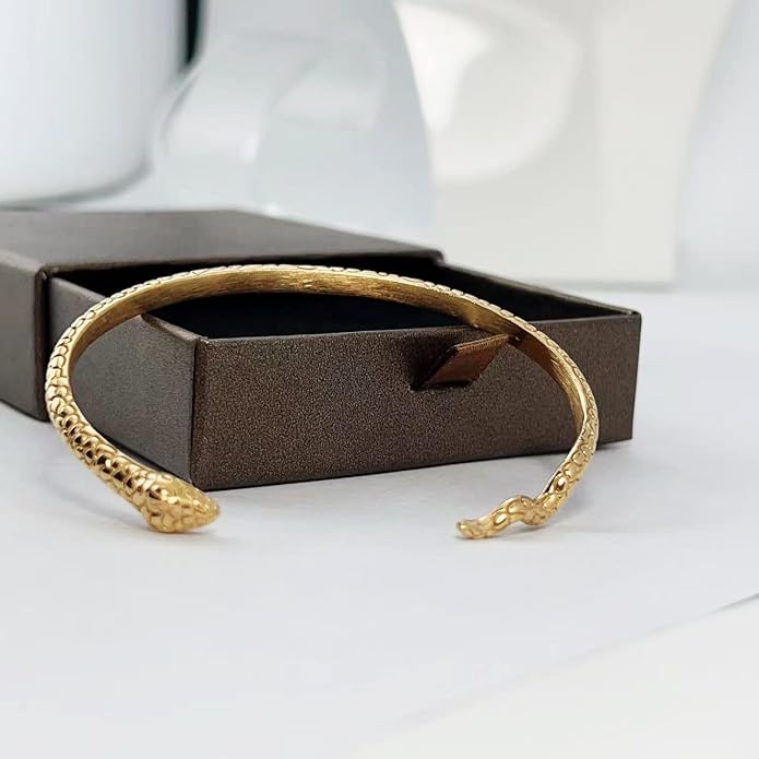 14K Gold Bracelets for Women Snake Cuff Bracelet for Women Open Bangles Bracelets for Women Friendship Gift