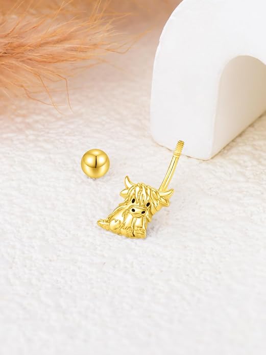 Sterling Silver 14G Belly Button Rings Cross/Cat/Butterfly/Cow/Skull/Birthstone Heart Navel Rings 16mm Body Piercing Jewelry for Women