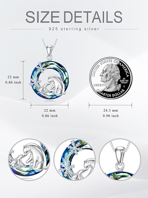 Midari Ocean Necklace 925 Sterling Silver Flamingo Mama Bear Dolphin Penguin Sea Turtle Axolotl Desert Cactus Nautical Rudder Tropical Palm Compass Wave Pendant Boho Jewelry Gifts for Women Men