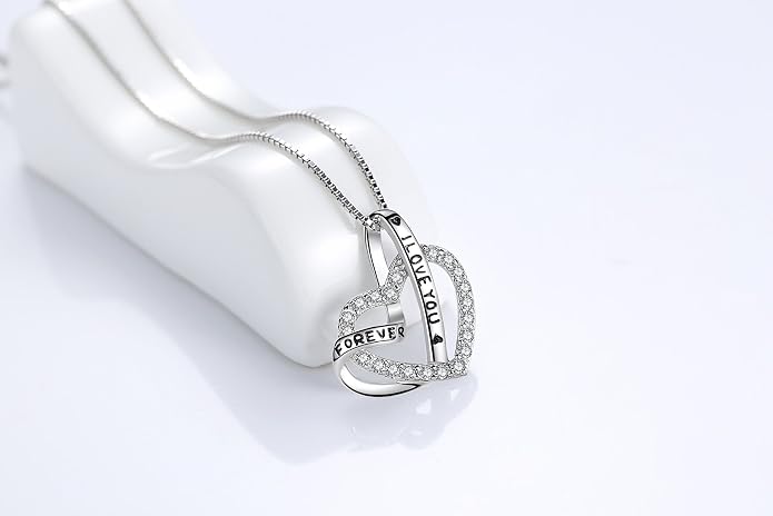 Cuoka 925 Sterling Silver Heart Necklace I Love You to The Moon and Back Pendant Sun Star Moon Necklace Jewelry for Women with Gifts Box