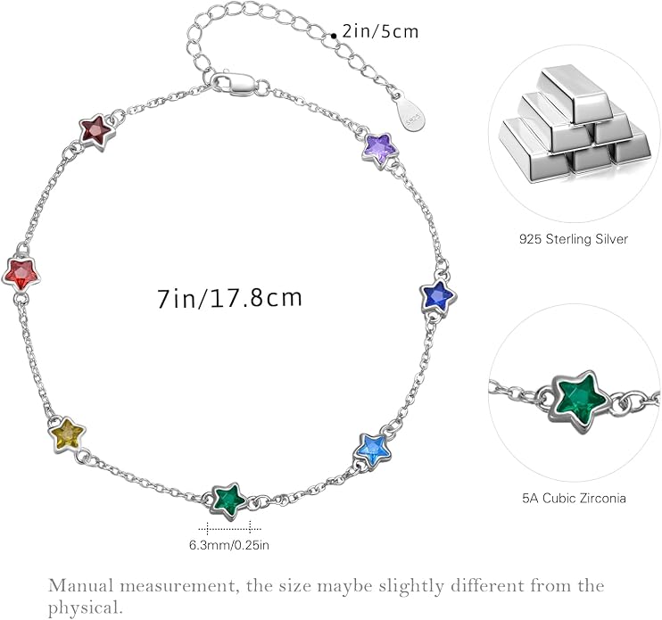 MEDWISE Sterling Silver Chakra Anklet 7 Chakra Beach Anklet Bracelet Link Chain Ankle Bracelet Gift for Women