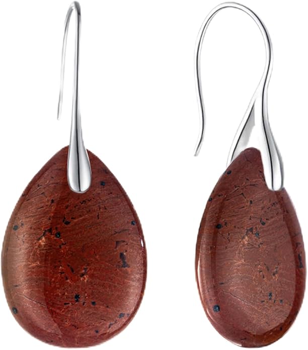 925 Sterling Silver Natural Crystal Agate Dangle Earrings, Waterdrop Teardrop Shape