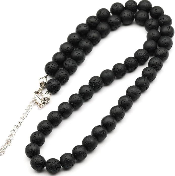 Natural Gemstone Beaded Choker Necklace | 8mm Handmade Adjustable Jewelry for Men & Women | Chakra Balancing Crystal Necklace | Spiritual Gift | Macrame Cord with Extender