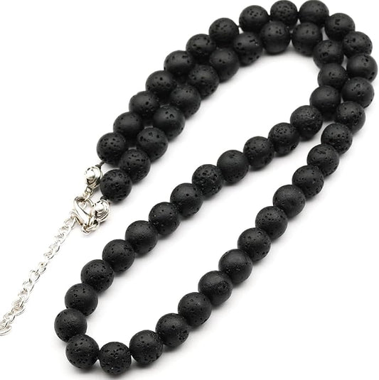 Natural Gemstone Beaded Choker Necklace | 8mm Handmade Adjustable Jewelry for Men & Women | Chakra Balancing Crystal Necklace | Spiritual Gift | Macrame Cord with Extender