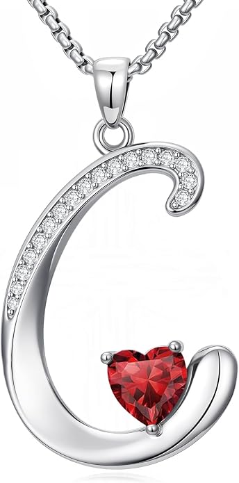 Birthday Gifts for Women Alphabet A to Z Initial Birthstone Pendant Necklaces for Women - 18k White Gold Plated Personalized Name Jewelry Anniversary Graduation Gifts for Wife Her Daughter Girlfriend(with Gift Box)