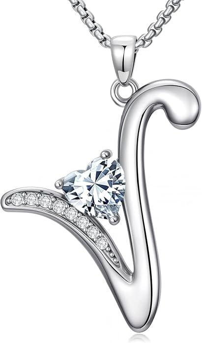 Birthday Gifts for Women Alphabet A to Z Initial Birthstone Pendant Necklaces for Women - 18k White Gold Plated Personalized Name Jewelry Anniversary Graduation Gifts for Wife Her Daughter Girlfriend(with Gift Box)