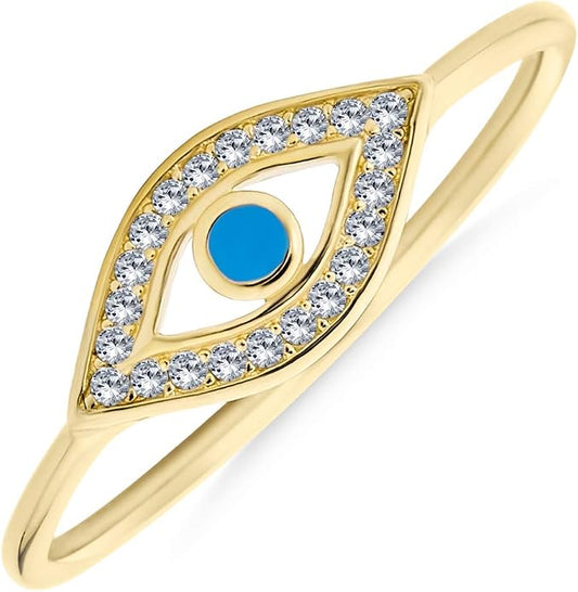 Bling Jewelry Minimalist 14K Rose Gold Plated .925 Sterling Silver Midi Knuckle 1MM Band Stackable Delicate CZ Halo Evil Eye Ring For Women Teen