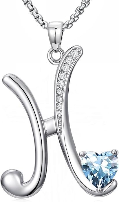 Birthday Gifts for Women Alphabet A to Z Initial Birthstone Pendant Necklaces for Women - 18k White Gold Plated Personalized Name Jewelry Anniversary Graduation Gifts for Wife Her Daughter Girlfriend(with Gift Box)