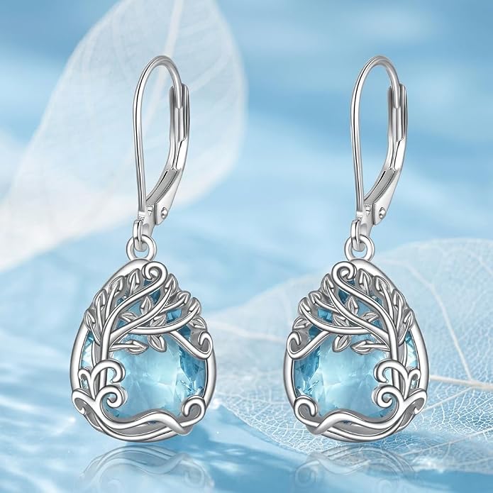 Teardrop Tree of Life/Filigree Earrings for Women Dangle Leverback Earrings Jewelry Gift Anniversary For Her