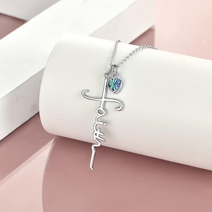 Faith Cross Necklace For Women Birthstone Sterling Silver with Simulated Birthstone Cross Jewelry Christian Gifts