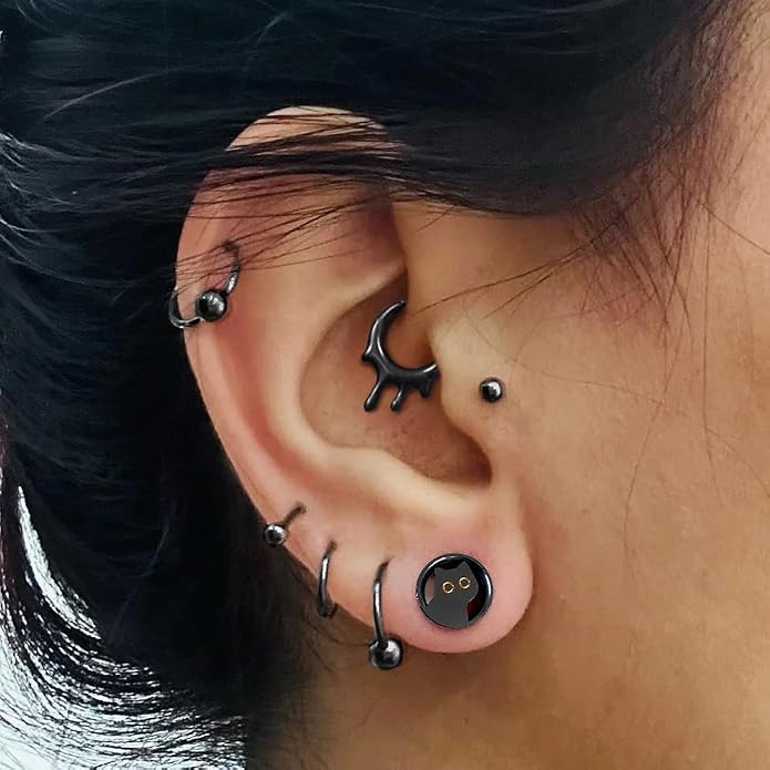 MOQIKAKA16G 8mm Septum Rings - Stainless Steel Segment Nose Rings for Women Men - Hinged Segment Nose Helix Cartilage Clicker Hoop Earrings for Daith Rook Tragus Piercing