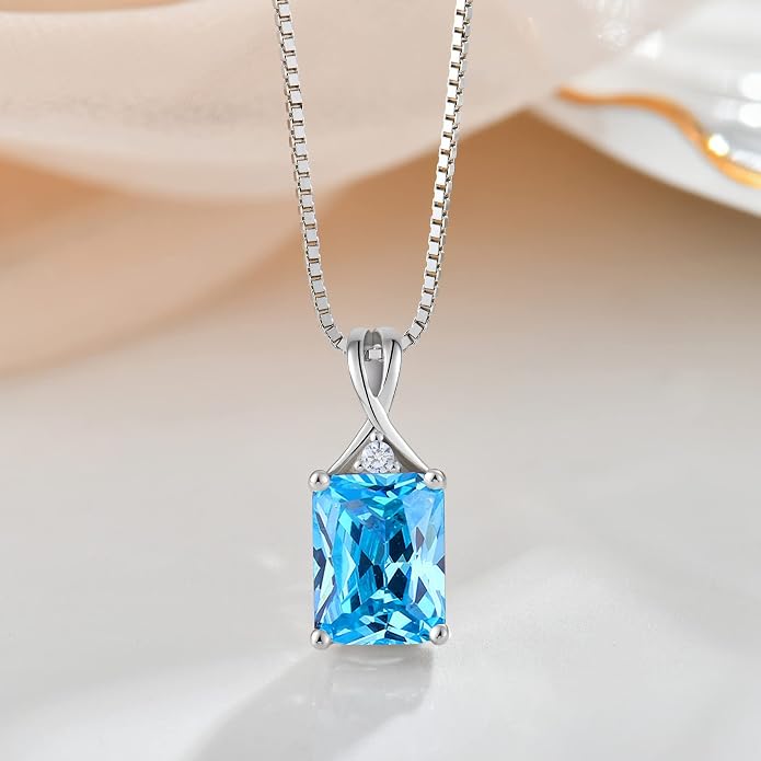 Fahonie 925 Sterling Silver Birthstone Necklace Jewelry Gift for Women Sister Wife Girlfriend Her