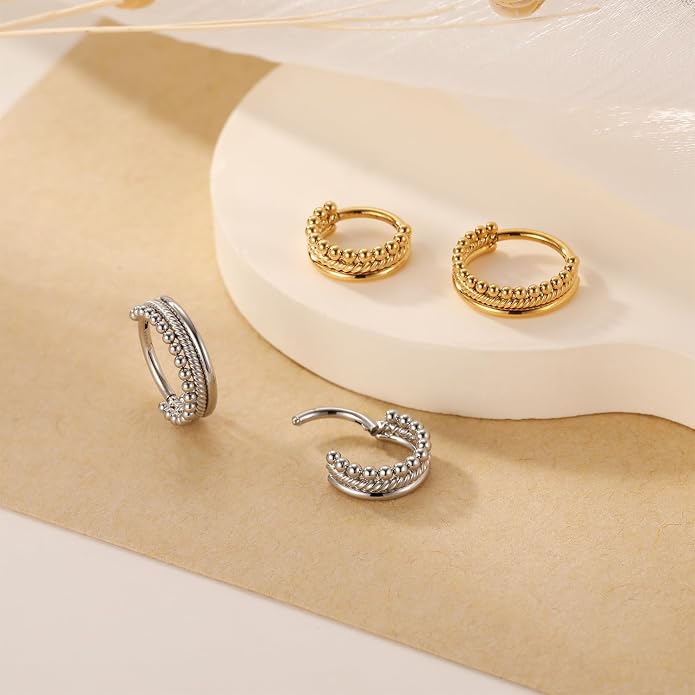316L Surgical Steel Septum Clicker Ring Nose Ring Hoop Sleeper Hoop Earring Helix Rook Conch Cartilage Daith Tragus Earrings Lobe Nose Piercing Jewelry for Women