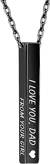 Custom Name Necklace Personalized 3D Engraved Bar 18K Gold Plated Necklace Father's Day Gifts Customized Name Jewelry Gift for Women Men