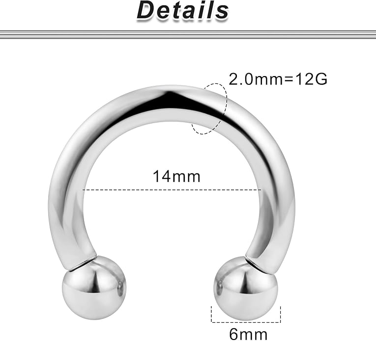 00G 0G 2G 4G 6G 8G 10G 12G 14G 16G Septum Rings Silver Black Surgical Steel Heavy Gauges Earrings Stretching kit Eyebrow Lip Septm Nose Rings Helix Tragus Daith Rook Earrings Hoops 10mm-19mm