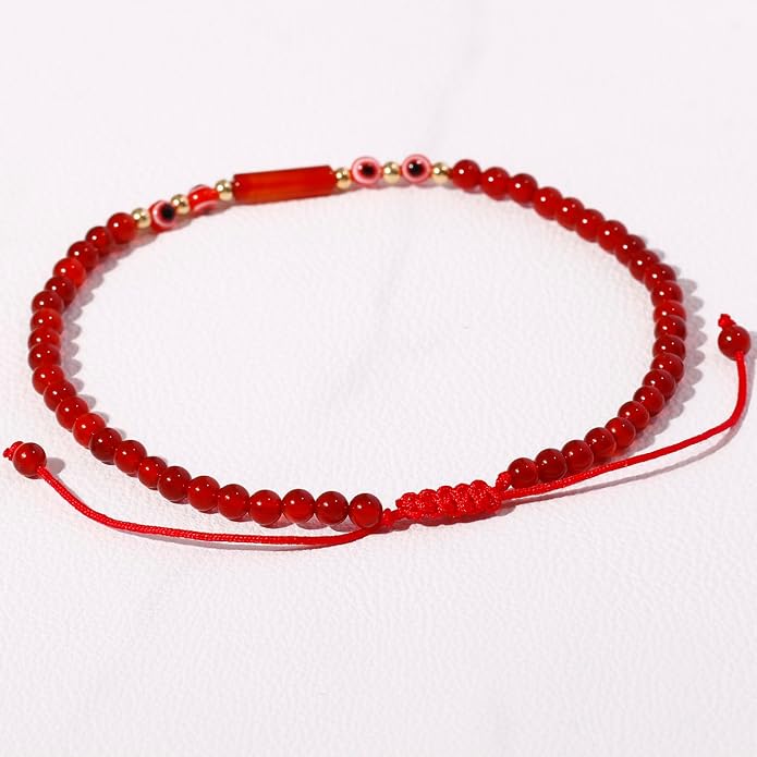 Spiritual Agate Evil Eye Beaded Anklet Protection Beach Jewelry