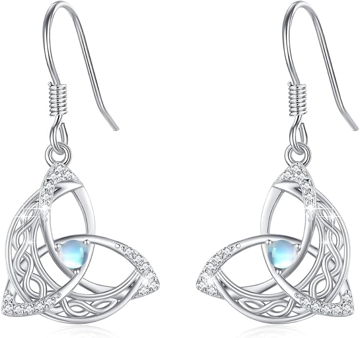 Celtic Knot Earrings 925 Sterling Silver Abalone Drop Dangle Celtic Earrings Gifts for Women