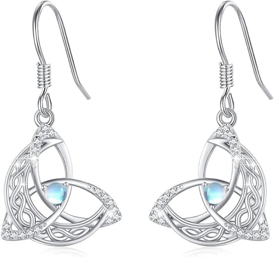 Celtic Knot Earrings 925 Sterling Silver Abalone Drop Dangle Celtic Earrings Gifts for Women