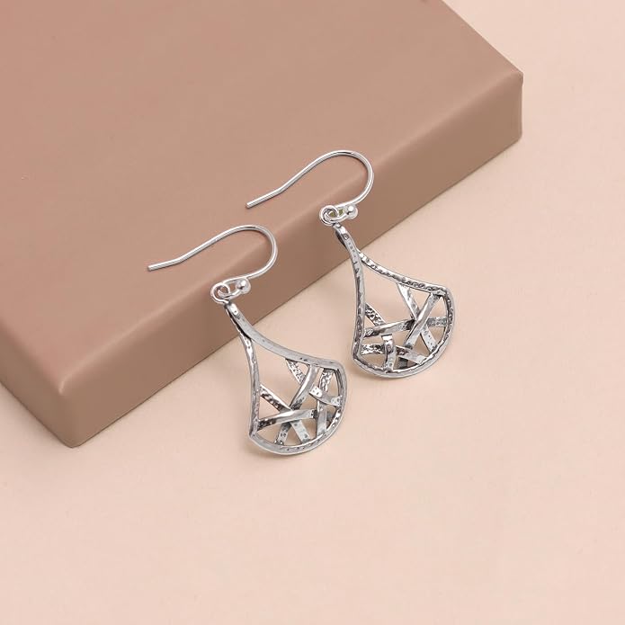 LeCalla 925 Sterling Silver Antique Earrings for Women | Filigree Leverback Dangle Earring | Drop Dangle Earrings for Women | Oxidized Silver Jewelry for Her Mom Wife