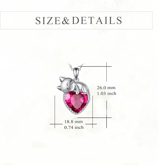 Cat Necklace Sterling Silver Cat Zircon Pendant Gothic Jewelry for Women Animal Lovers Gifts