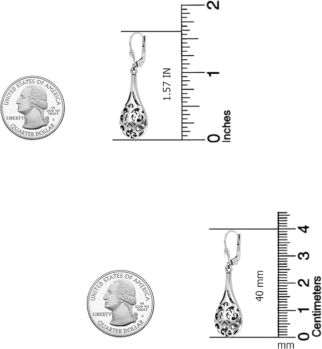 LeCalla 925 Sterling Silver Antique Earrings for Women | Filigree Leverback Dangle Earring | Drop Dangle Earrings for Women | Oxidized Silver Jewelry for Her Mom Wife