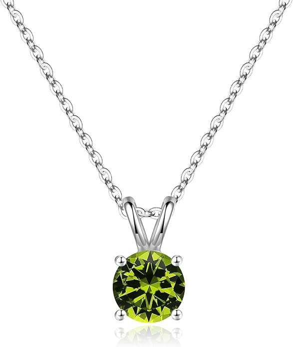 SMILEST Birthstone Necklaces for Women Mom Wife, 1ct Sparkle Round Cut Birthstone Pendant 925 Sterling Silver Necklace Anniversary Birthday Gifts for Women Mom Wife Friend