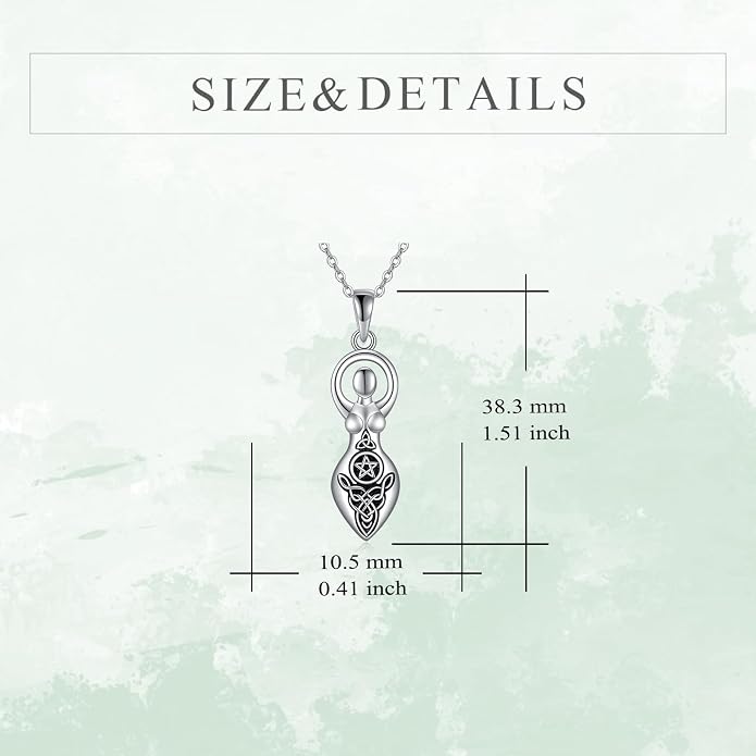 YFN Triple Moon Goddess Necklace Sterling Silver Pentagram Pentacle Opal Pendant necklace Pagan Wiccan Magic Amulet Tree of Life Jewelry for Women Men 18"