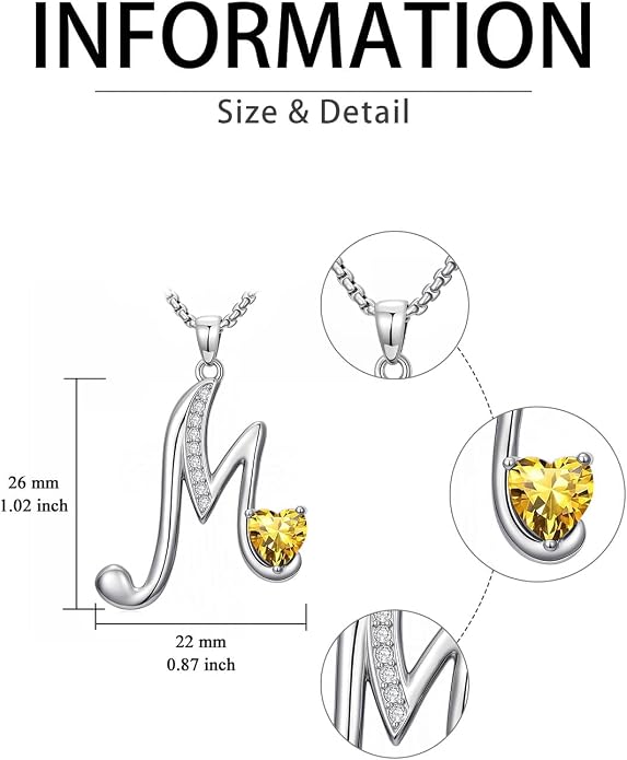 Birthday Gifts for Women Alphabet A to Z Initial Birthstone Pendant Necklaces for Women - 18k White Gold Plated Personalized Name Jewelry Anniversary Graduation Gifts for Wife Her Daughter Girlfriend(with Gift Box)