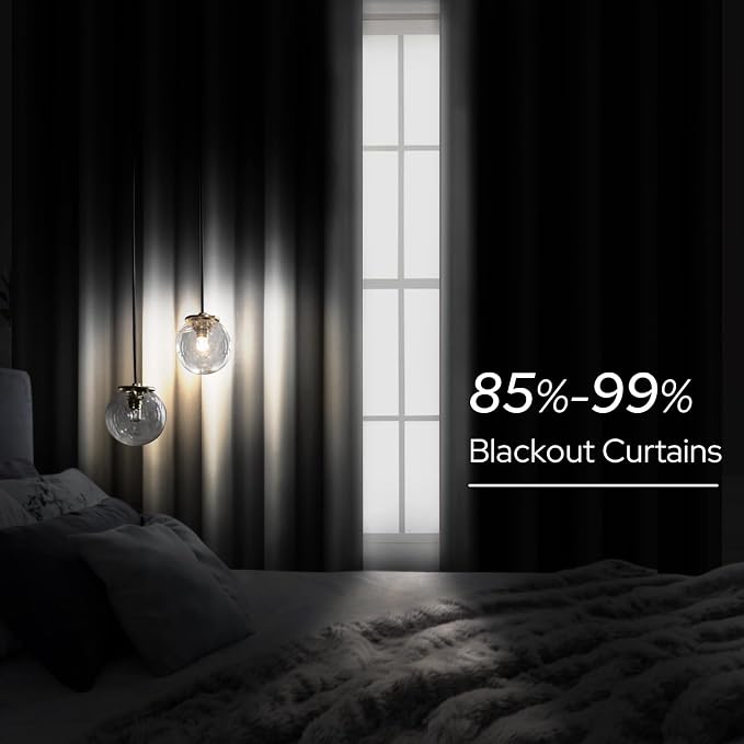 HOMEIDEAS 2 Panels Silver Grey Faux Silk Blackout Luxury Curtains, 52 X 84 Inch Room Darkening Satin Thermal Insulated Window Drapes for Bedroom Decor, Indoor
