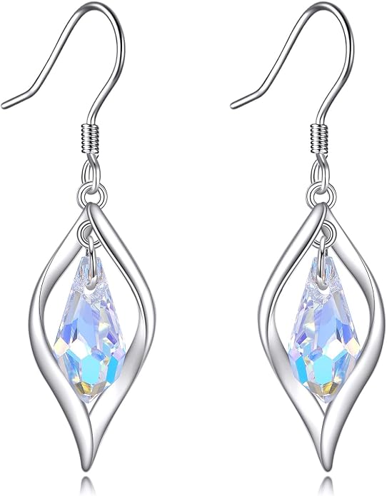 POPLYKE Dragonfly Butterfly Hummingbird Sunflower Earrings 925 Sterling Silver Abalone Shell Moonstone Leverback Earrings Jewelry