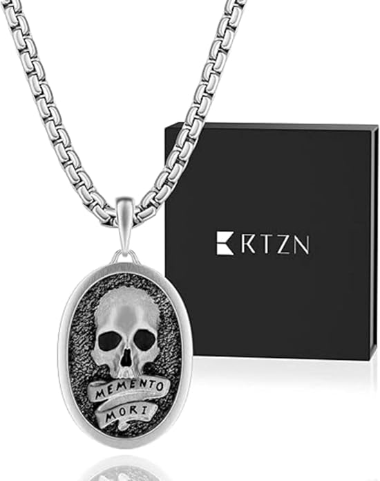 RTZN® Pendant Necklace for Men – Premium Stainless Steel Silver Pendant Necklace with 22" Chain – Waterproof & Non-Tarnish Small Pendants for Men – Bold Symbols of Strength & Legacy