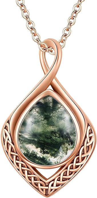 PELOVNY Celtic Knot Necklaces for Women 925 Sterling Silver Gemstone/Birthstone Teardrop Infinity Necklace Irish Celtic Pendant Jewelry Gifts for Mom Daughter Wife
