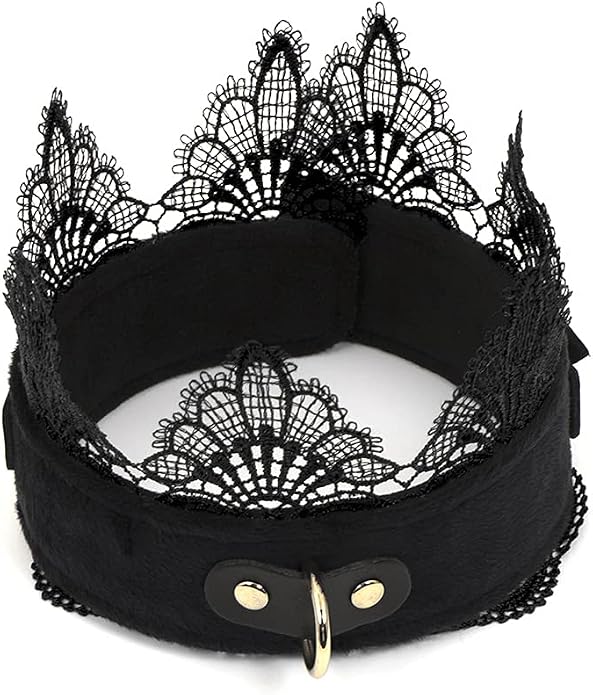 SMspade Leather Choker Collar Black Lace Chokers Set for Men Women Girls