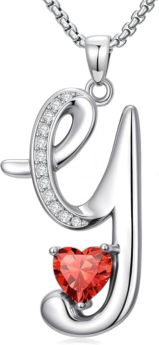 Birthday Gifts for Women Alphabet A to Z Initial Birthstone Pendant Necklaces for Women - 18k White Gold Plated Personalized Name Jewelry Anniversary Graduation Gifts for Wife Her Daughter Girlfriend(with Gift Box)