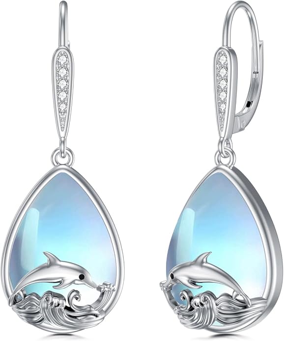 VONALA Dangle Earrings 925 Sterling Silver Opal Larimar Lapis Sapphire Turquoise Moss Agate Crystal Dangling Earrings Jewelry Gift for Women