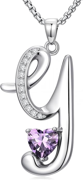Birthday Gifts for Women Alphabet A to Z Initial Birthstone Pendant Necklaces for Women - 18k White Gold Plated Personalized Name Jewelry Anniversary Graduation Gifts for Wife Her Daughter Girlfriend(with Gift Box)