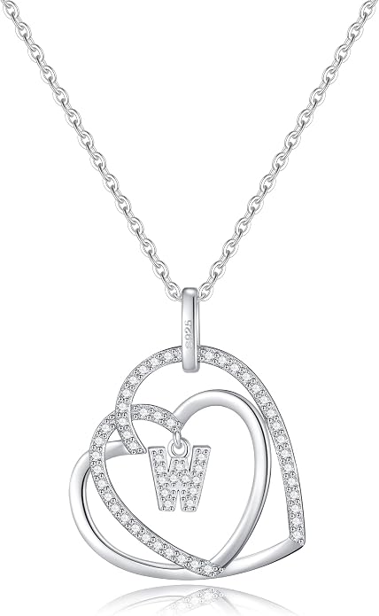 Infinity Heart Necklaces for Women, S925 Sterling Silver Initial Necklace Womens Jewelry Mothers Day Gifts Girls Valentines Gifts for Her Christmas Birthday Gifts for Women Mom Wife Girlfriend