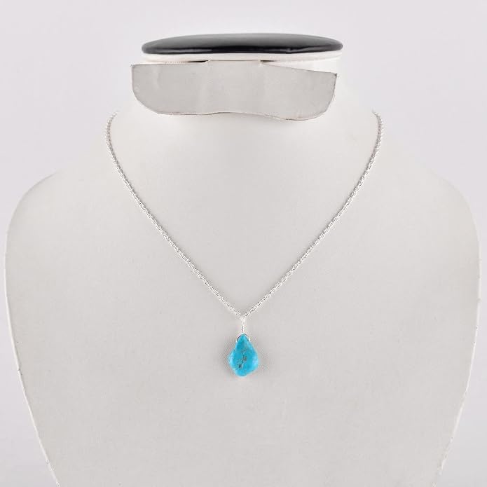 Raw Gemstone Dainty Pendant Necklace for Women, Natural Birthstone Handmade Jewelry, Healing Chakra Crystal, Silver Plated Chain 18" Birthday Gift for Her