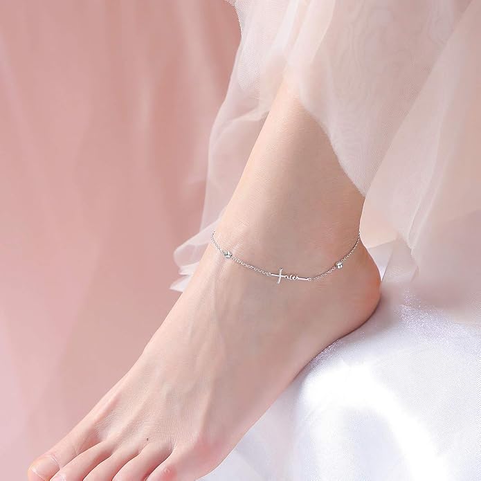 Yearace Anklet for Women S925 Sterling Silver Adjustable Foot Beaded Chain Lotus Flower Claddagh Dragonfly Witches Knot Ankle Bracelet Summer Beach Anklets Jewelry Gift